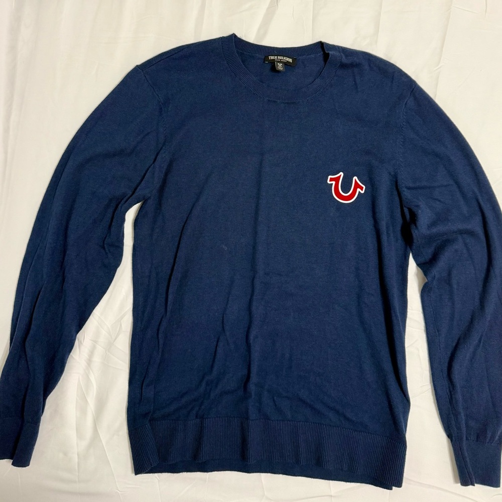 True Religion Men's Navy Crewneck Sweater
